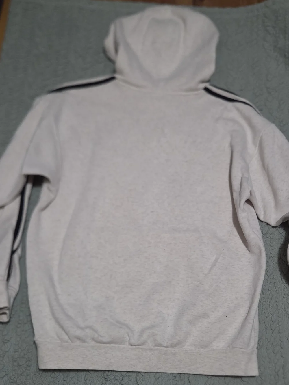 adidas Cream Pullover Hoodie with Black Stripe Accents